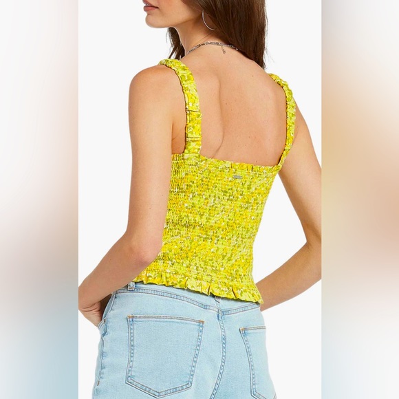Volcom Smocked Cropped Tank - Lime/Floral - Picture 2 of 4